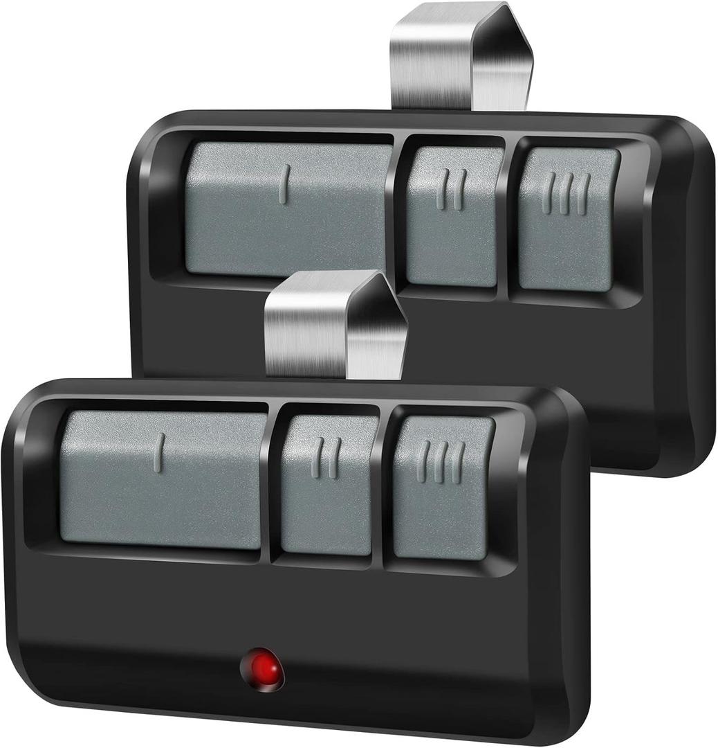 Garage Door Opener Remote Universal, for LiftMaster Chamberlain Craftsman, Openers with Purple Yellow Green Orange Red Learn Button, Visor Clip, Pack of 2 