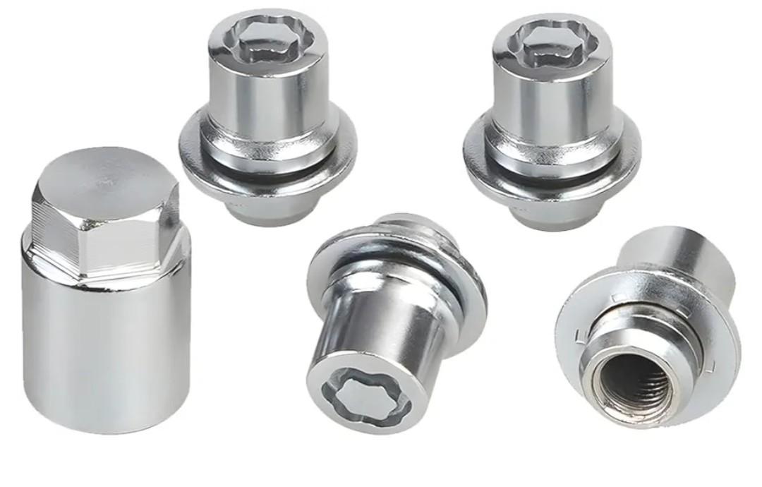 HZEL Car M12 x 1.5 Wheel Lock Lug Nut Set, Anti-Theft Chrome 4PCS Cone Seat Tire Locking Nut Kit with 1 Key, OEM#00276-00900 Automotive Replacement, Compatible with Celica ES330 ES350