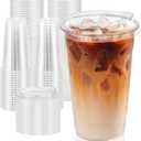 24 oz 50 Pack Clear Plastic Cups with Lids, Sturdy Iced Coffee Cups with Sip Lids, Disposable Food Safe Smoothie Cup for Cold Drinks, Juice, Milkshake