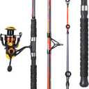 Sougayilang Progressive Glass Fishing Rods Combo with Spinning Reel Strong 100% Phenolic Glass Blanks 2Pcs Pole-7'0" with 4000 Size Reel