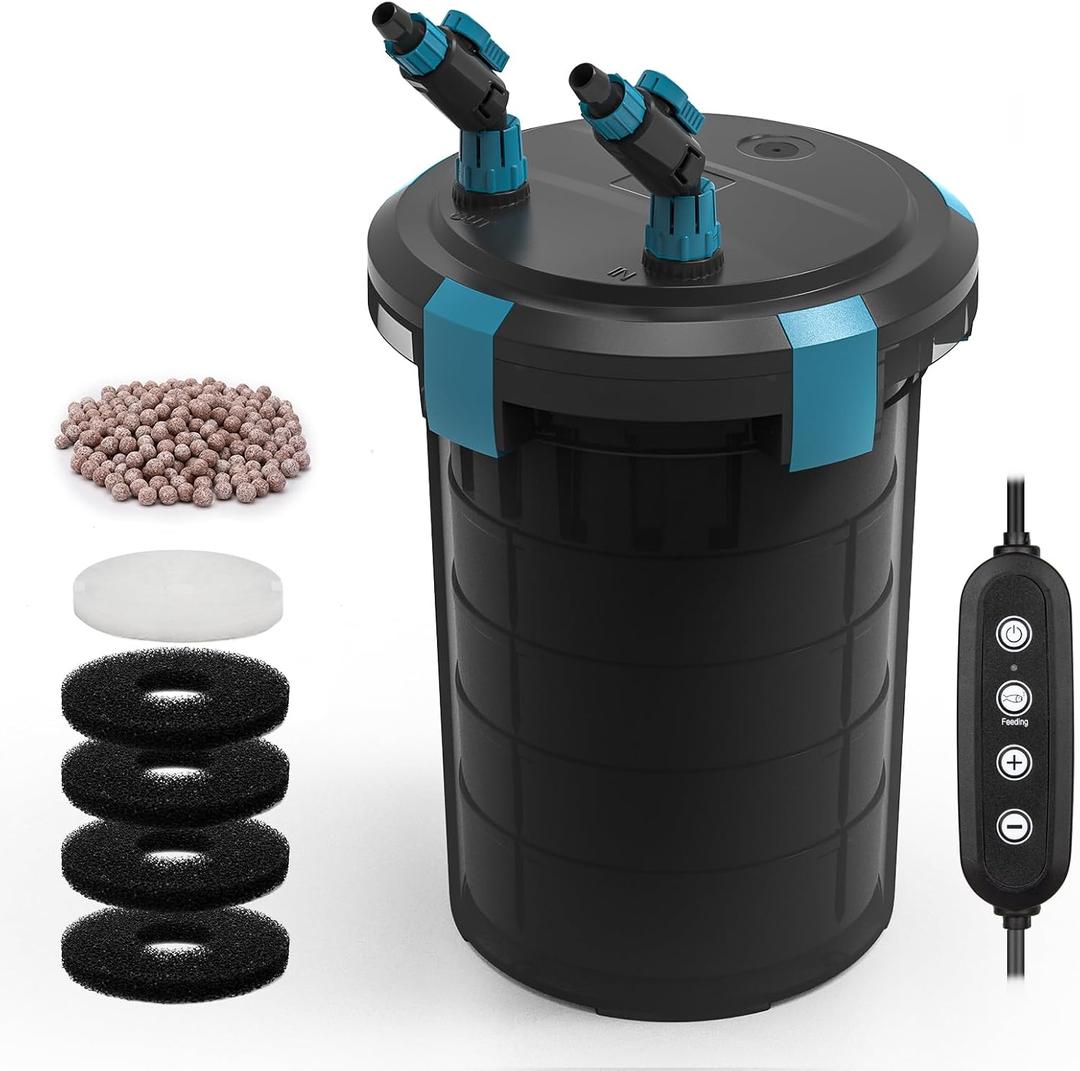 Fishkeeper Self-Priming Aquarium Canister Filter with Controller, 317GPH