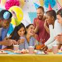 PAW - Disposable Paper Cups (8,5 oz, 50-Pack), Hot & Cold Paper Coffee Cups, Drinking Cups with Orange Stripes Theme for Party, BBQ, Garden Party, Picnic