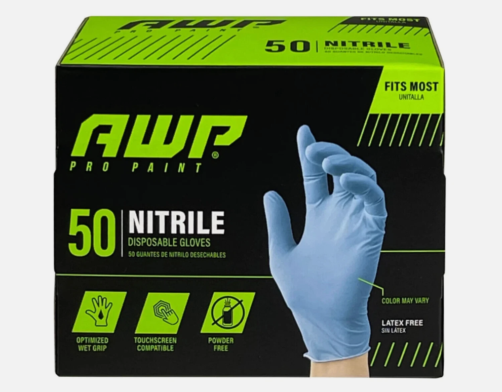 AWP 50 NITRILE DISPOSABLE GLOVES Blue FITS MOST LATEX FREE TOUCHSCREEN COMPATIBLE