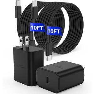45W Super Fast Charger Type C, for Samsung Galaxy S26+ S25 Charger Block with 10FT Type C Charging Cord for Samsung Galaxy S26 S25 S24+/Ultra/S22/S21, iPhone 17 Air/16/15 Pro,Pro Max,Plus