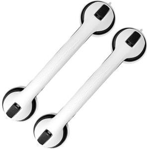 2-Pack Grab Bars for Bathtubs and Showers, 16 inch Shower Handle Suction Shower Bar, Safety Bars for Shower Chair, Bathroom Grab Bar for Senior No Drilling Removable (Black, 16 inch)