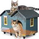 Heated Cat Houses for Indoor/Outdoor Cats with Elevated Heated Cat Bed Providing Safe Feral Cats, Easy to Assemble