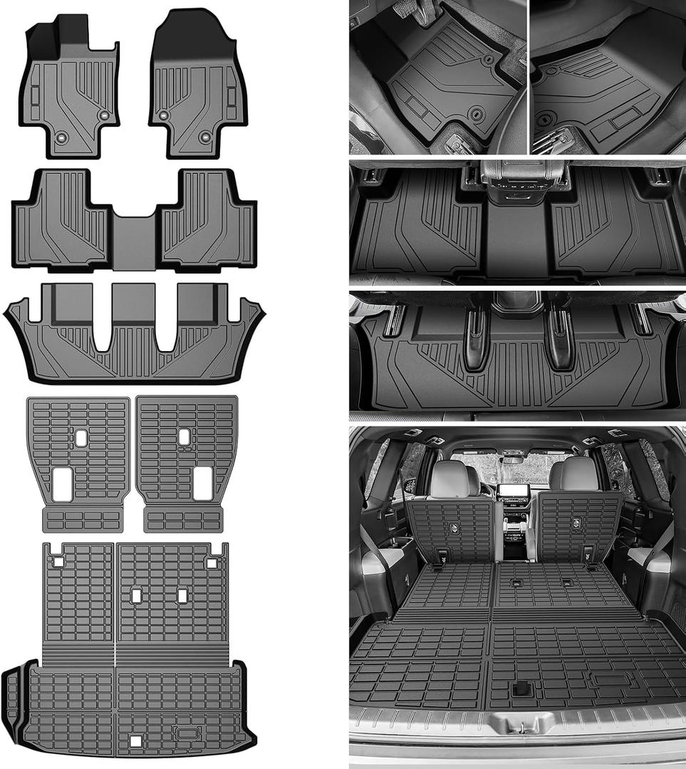 Grand Highlander Floor Mats - Car Mats for 2024-2026 Toyota Grand Highlander 7seats (Include Hybrid, Not for Grand Highlander LE), All Weather Cargo Liner for Grand Highlander Accessories