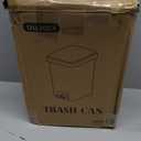 Small Bathroom Trash Can with Lid Soft Close, 10 Liter/ 2.6 Gallon Slim Garbage Can-Metal Step and Press top Lid, Mini Modern Waste Basket for Toilet, Office, Bedroom, Dorm, Grayish-White