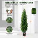 VEVOR Artificial Topiary Cedar Tree, 48 inch Tall (2 Pieces), with Extra Leaves & Pot Faux Evergreen Fake Pine Cypress Trees Plant, UV Rated Artificial Greenery Set for Home Decor Indoor/Outdoor