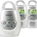 VTech DM221-2 Digital Audio Baby Monitor with 2 Parent Units, DECT 6.0, 1000ft Long Range, Talk Back Intercom, Vibrating Alert, Night Light, Rechargeable - White