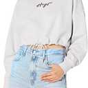 HUGO Women's Script Logo Cropped Sweatshirt with Adjustable Drawstring, Large