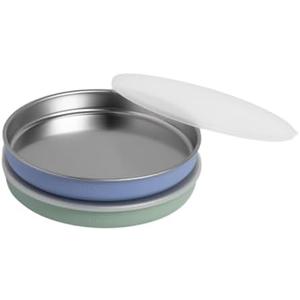 Elk and Friends 7.8” Stainless Steel Non Divided Plates with Silicone Sleeve + Storage Lid | Baby, Toddler, Kids | Dishwasher Safe | Dinner & Snack Plates | 2 Pack