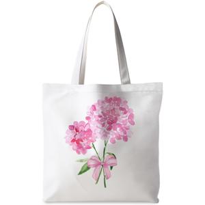 Blue Hydrangea Floral Canvas Tote Bag, Hydrangea Gifts, Summer Girly Floral Flower Shopping Tote Bags