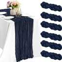 6 Pieces Navy Blue 10FT Cheesecloth Table Runner Boho Gauze Fabric Table Runner Rustic Sheer Runner for Wedding Birthday Baby Shower Party Boho Table DecorationNavy Blue (35" x 120"-6 Pack)