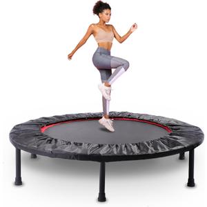 Rebounder Trampoline for Adults, 40"/50" Foldable Spring Fitness Trampoline - 450 lbs Capacity, Quiet & Stable Indoor/Outdoor Exercise Equipment for Cardio Workout
