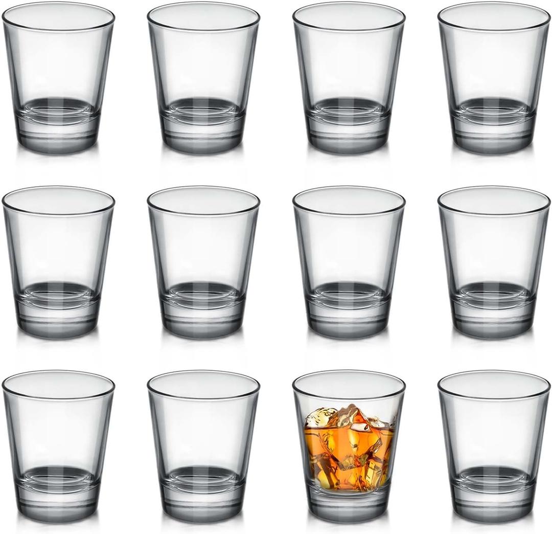 OBTANIM 12 Pack Shot Glasses, 1.5 oz Clear Shot Glass Cups Set with Heavy Base for Bar Restaurants Home