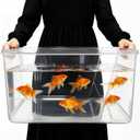 7 Gallon Plastic Fish Tank Large Bowl Shatterproof with Crystal Clear Clarity for Terrarium, Flower Vase Centerpiece Gift for Fish Lovers (Square)