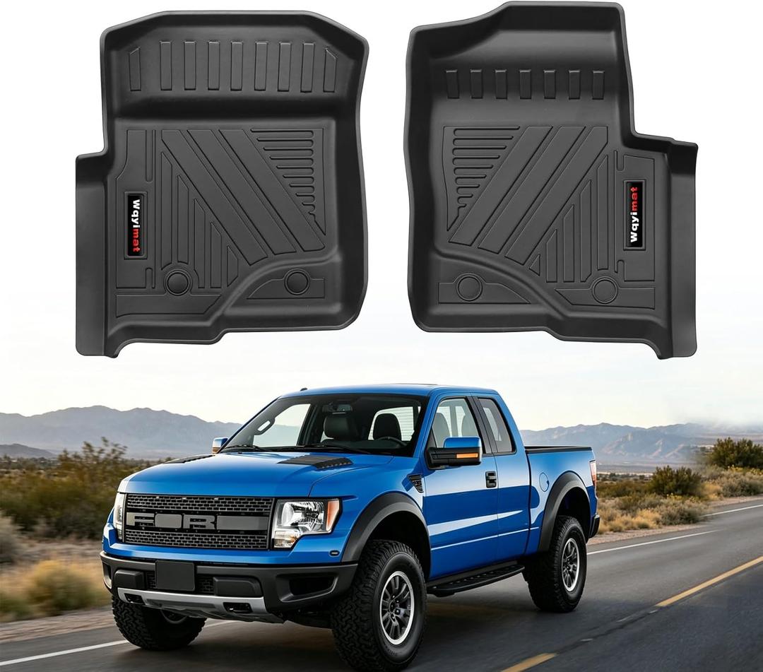 Custom All Weather Floor Mats Liner for 2009-2014 Ford F-150 All Cabs (w/Out Manual Shifter) Front Row 2 Pcs F150 Accessories (for 2009-2014 Ford F-150)