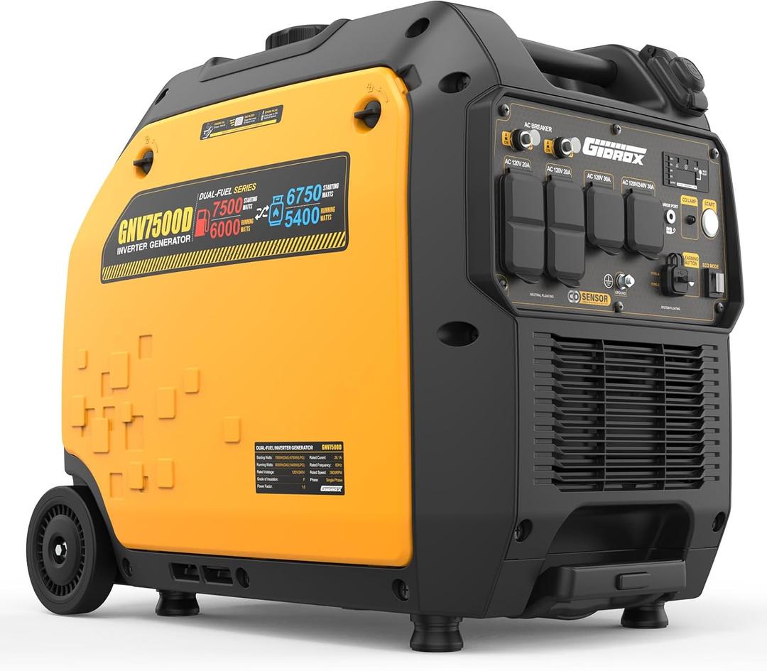 Gidrox 7500W Dual Fuel Inverter Generator, Gas & Propane Powered, RV Ready Remote/Electric Start, Super Quiet, 120V/240V with CO Sensor Portable Generator for RV, Camping or Party,EPA Compliant