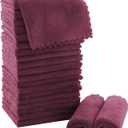 MOONQUEEN Ultra Soft Premium Washcloths Set - 12 x 12 inches - 24 Pack - Quick Drying - Highly Absorbent Coral Velvet Bathroom Wash Clothes - Use as Bath, Spa, Facial, Fingertip Towel (Burgundy)