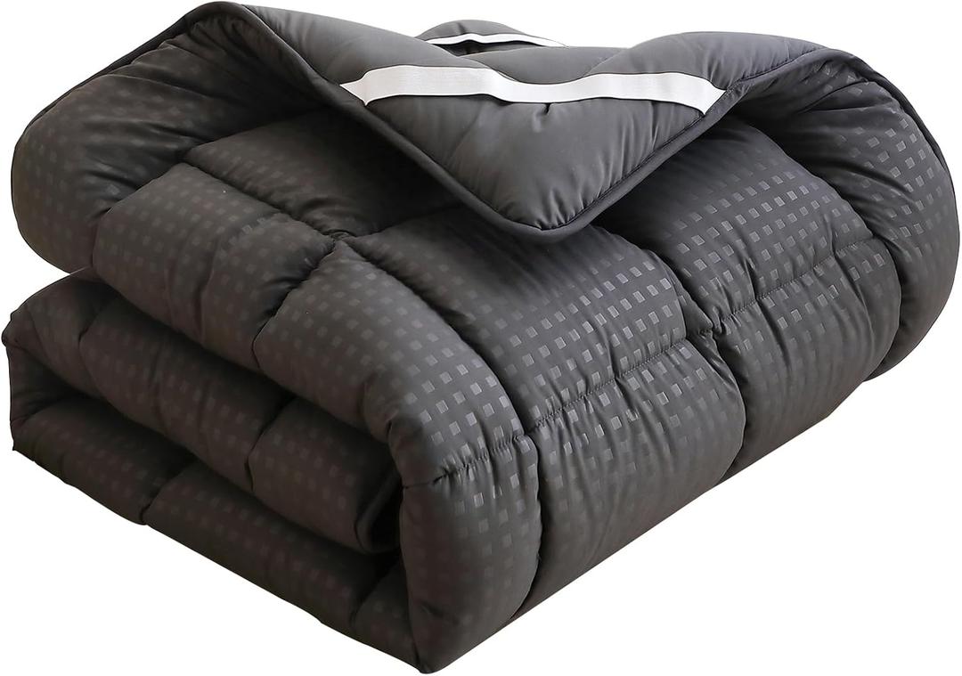 Quilted Fitted Mattress Pad, Elastic Fitted Mattress Topper Protector and Cover Stretches up to 14 Inches Deep, 4 Anchor Elastic Bands, Machine Washable (Dgrey, Twin)