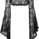 Women Goth Tops Punk Cover Ups Mesh Crop Top See Through Sexy Long Sleeve Blouse Y2k Black Rave Outfit Festival (Small)