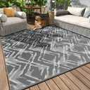 MontVoo Outdoor Rug 8x10 Waterproof-Patio Rug Mat Outdoor Carpet Reversible RV Camping Picnic Plastic Straw Rug Outside Outdoor Area Rug for Balcony Deck Backyard Patio Decor Modern Abstract (Diamond-grey)