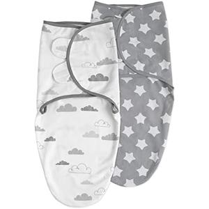 Organic Baby Swaddle Sleep Sacks, 2-Pack Swaddles for Newborns Baby Essentials, Infant 0-3 Months, 100% Cotton Soft & Snug Adjustable Wrap Nursery Swaddling Blankets Improves Sleep