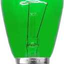 Novelty Lights 25 Pack S14 Outdoor Patio Edison Replacement Bulbs, E27 Medium Base, Green, 11 Watt