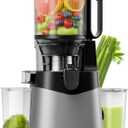 Cold Press Juicer, 5.8" Wide Feed Chute Juice Extractor Machine with 400W, High Juice Yield, Slow Masticating Juicer for Whole Vegetables & Fruits, Light Grey