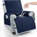 100% Waterproof Recliner Chair Covers 23.6", Non-Slip Recliner Cover for Chair with Pocket Washable Recliner Covers that Stay in Place with Elastic Straps for Dogs Cats Kids Pets-Navy Blue