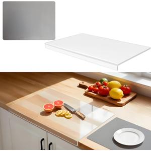 Large Acrylic Cutting Board with Counter Lip, 30x20inch Clear Cutting Boards for Countertop2PCS, Countertop Protector And 16 * 20 Inch Dish Drying Mat5mm Non-Slip Cutting Board for Kitchen Counter