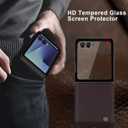 ASAPDOS Genuine Leather Folio Magnetic Case for Samsung Galaxy Z Flip 7 [Compatible with MagSafe],Built-in Screen Protector and Thin Slim Protective Case Cover Coffee