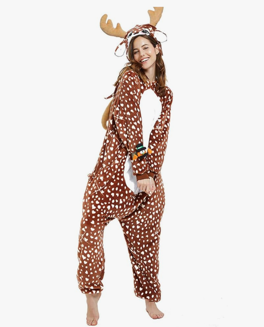 Women Deer Costume Adult Reindeer Onesie Onepiece Pajama
Size S
