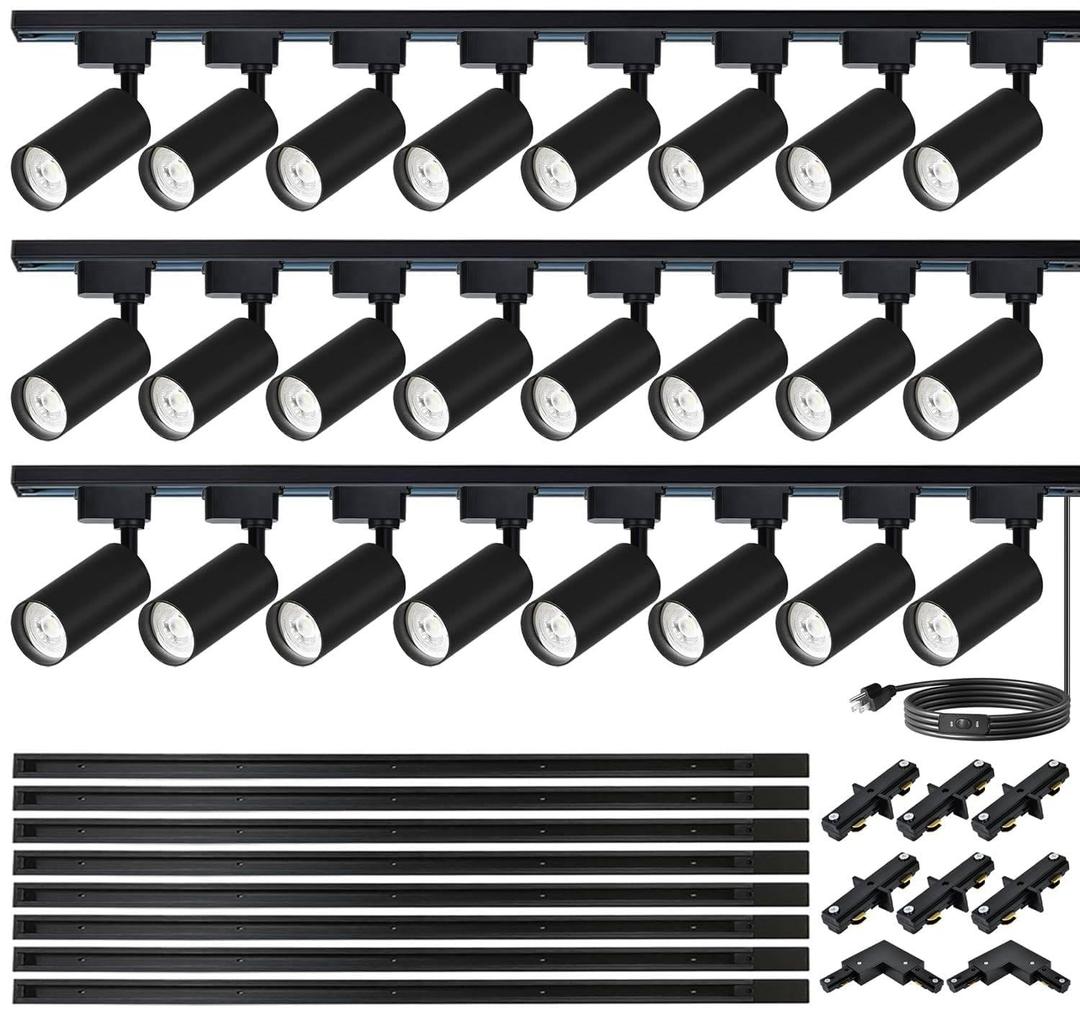 Plug In Track Lighting Kit with H‑Type 4000K Natural White 24 Heads