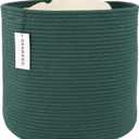 XUANGUO Cotton Rope Basket For Girls Boys Kids 16"X14" Baby Laundry Basket Nursery Bin Round Woven Baskets Organizer For Storage Toys Blankets Shoes Clothes dark green