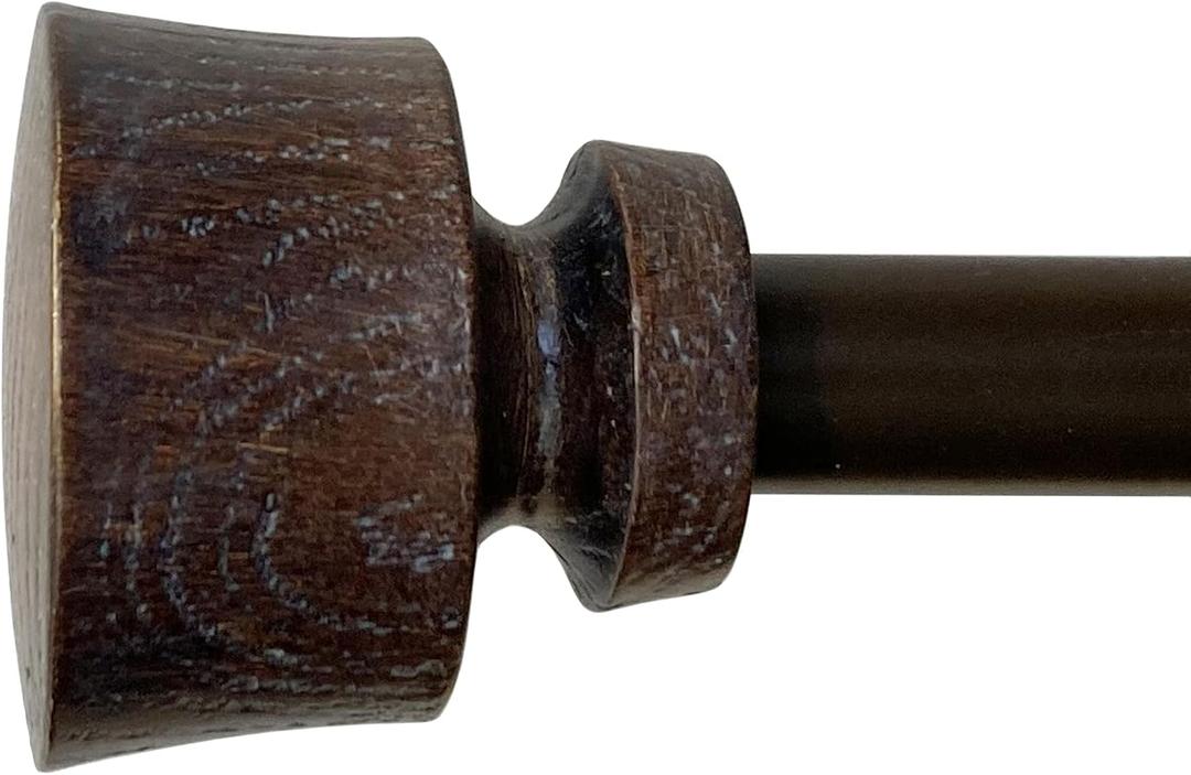 Stockton 86-128 Inch Adjustable Curtain Rod Set, 5/8 Inch Diameter in Walnut