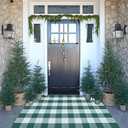 Christmas Outdoor Door Mat 3' x 5' Buffalo Plaid Christmas Decor Rug Cotton Hand-Woven Layered Door Mats Washable Carpet for Front Porch, Kitchen, Farmhouse, Entryway