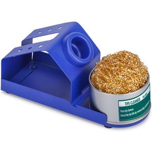 YIHUA M-2 Soldering Iron Holder, Heat-resistant Tip Cleaner with Brass Wool Tip Cleaner and Cleaning Sponge for Stable Soldering Iron Storage and Cleaning (Blue)