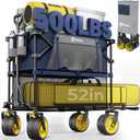 Sekey 500LBS Heavy Duty Double Decker Wagon with Extender, 400L Large Capacity Collapsible Garden Cart Fits 10x10 Canopy, All-Terrain Big Wheels with Brakes, Foldable Utility Wagon for Sports, Camping
