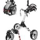 Caddytek CaddyLite Auto+360 Golf Push Cart - 4 Wheel Lightweight Foldable Golf Pushcart with Auto Folding, 360° Swivel Front Wheel, Aluminum Frame, EVA Wheels, Foot Brake, Umbrella & Drink Holder