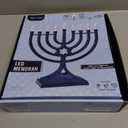 LED Electric Blue Hanukkah Menorah with Special Effects - Battery/USB Powered, Star of David, 4 Lighting/Blinking Modes, Large LED Bulbs, Chanukah Traditional Electric Menorahs - Navy Blue