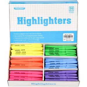 Rarlan Highlighters, Chisel Tip, Assorted, 96 Count Bulk Pack