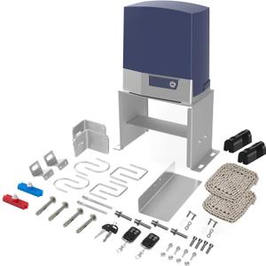 Automatic Chain Drive Sliding Gate Opener for Sliding Door Up to 1800lb or 40ft, Gate Opener Motor with 2 Remote Controls, Photocell Sensor, Complete & Security Gate Operating Hardware Kit