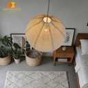 METHEDEECO Oval Linen Pendant Lamp Shade, 20" x 14", Beige