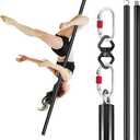 Dreamlin 6.6ft/2m Aerial Flying Dance Pole Portable Suspension Fitness Tube Hanging Rotary Silicone Steel Dancing Pole Gym Equipment for Home Bar (Full Set Black)