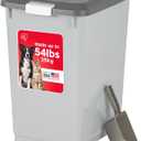 IRIS USA Dog Food Storage Container with Wheels, Airtight Lid, 2-Cup Scoop, Up to 54 Pounds Pet Food Storage, Built-in Scoop Storage in Lid, Versatile Pet Food Bin, Portable, BPA Free, Gray/Dark Gray