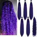 Purple Braiding Hair Pre stretched for Boho Braids Pre stretched Boho Braiding Hair (26 Inch(Packs of 5+1))