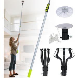 Light Bulb Changer Pole Kit 3 FT to 20 FT Telescoping Extension Pole with 2 Baskets and Suction Cup Lightbulb Changing for High Ceilings and Recessed Lights Removal Tool