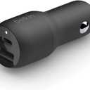 Belkin 37-Watt Dual USB Car Charger - Power Delivery 25W USB-C Port & 12W USB-A Port for PPS Charging Apple iPhone, Samsung Galaxy, AirPods, & More